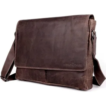Velká kožená pánská crossbody taška GreenWood no. 117 tmavěhnědá