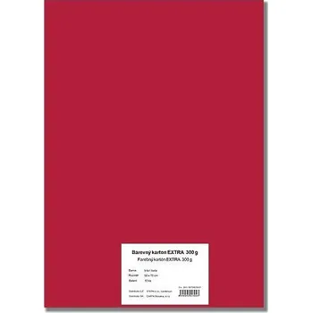 Karton Barevný karton Extra 300g 50x70cm, 10listů, červený