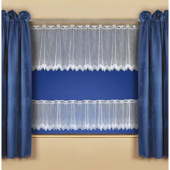 Žakárová záclona A3110 hrubé pršíčko, s bordurou, bílá, výška 90cm (v metráži)