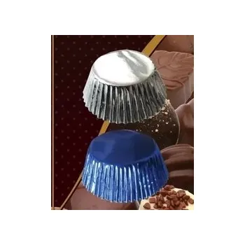 Jedlá dekorace na dort Cukrářské košíčky 25 x 17 mm - Modré + stříbrné / 50 ks