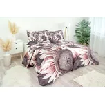 Ložní povlečení bavlněný satén Stanex Slunečnice (LS165), 140 x 200 + 90 x 70, Knoflíkové