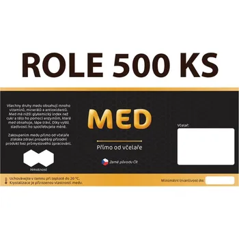 Etiketa na sklenici - 2 černá - Med ROLE 500 KS