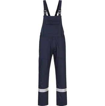 PORTWEST BIZWELD IONA BZ17 / Nehořlavé reflexní kalhoty s laclem - námořní modrá XXL