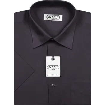 Pánská košile Pánská košile AMJ jednobarevná JK019, tmavě šedá, krátký rukáv, vel. 38