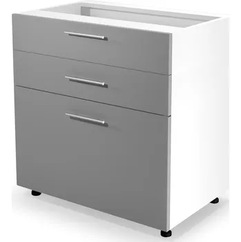 Kuchyňská linka Dolní kuchyňská skříňka VITO se šuplíky - 80x82x52 cm - šedá lesklá