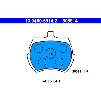 Brzdová destička Sada brzdových destiček, kotoučová brzda ATE 13.0460-6914.2