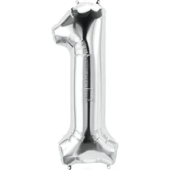 Party dekorace Foliový stříbrný balónek číslo 1 (100 cm)