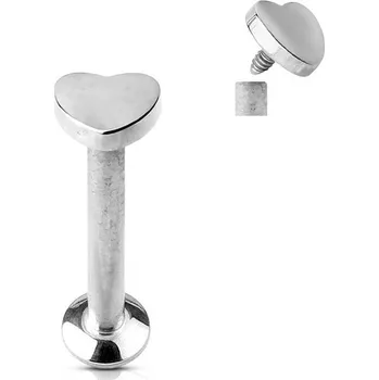 Piercing Šperky4U Piercing do brady - labreta, srdíčko - LB1034ST-1208
