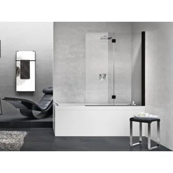 Vanová zástěna Novellini Young 1BSV Vanová zástěna 120x150 cm, skládací, levá, Černá / Transparent, VZA2YO-H120L