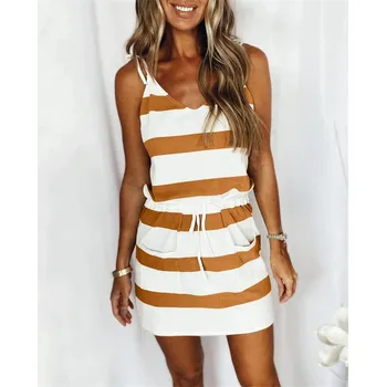 Dámské šaty Dámské pohodlné letní šaty s pruhy Barva: Žlutá, Velikost: XXL