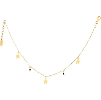 Řetízek Pozlacený stříbrný řetízek na kotník s broušeným sklem - hvězdy - AP534-8810