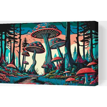 Malování podle čísel - Muchomůrky Velikost: 40x60cm, Rámování: Pouze srolované plátno