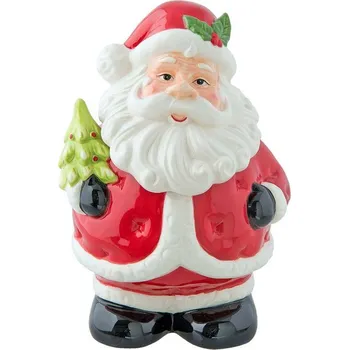 Bytová dekorace Clayre & Eef, Holandsko Clayre & Eef - Keramická dóza SANTA SE STROMEČKEM - 15*14*22 cm / 1L