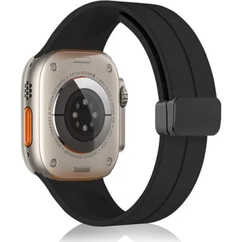 Chytré hodinky OEM Magnetický silikonový řemínek Apple Watch 42mm/44mm/45mm/49mm Barva: Černá