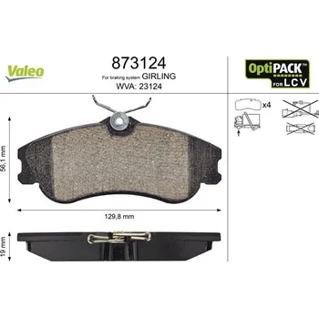 Brzdová destička Sada brzdových destiček, kotoučová brzda VALEO 873124