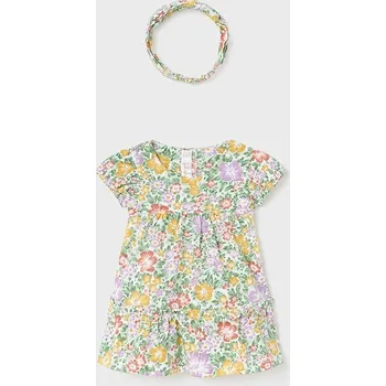 Dívčí oblečení Šaty s krátkým rukávem čelenkou KVĚTINY lila NEWBORN Mayoral velikost: 4-6 měsíců