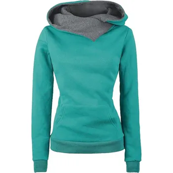 Dámský svetr Dámská jednobarevná mikina bez potisku s kapucí Barva: zelená, Velikost: M 60-68kg