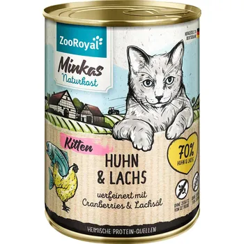 Krmivo pro kočku ZooRoyal Minkas Kitten kuře a losos 6 × 400 g