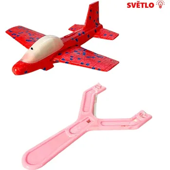 autíčko Vystřelovací letadlo s prakem 17 cm červené