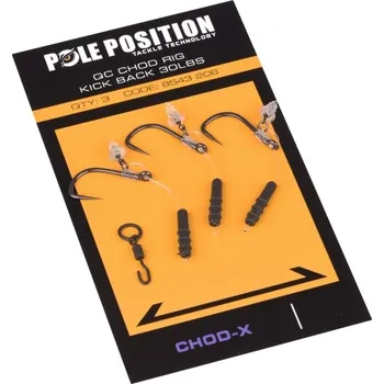 Rybářský háček POLE POSITION - Návazec QC Chod X Rig 4 cm vel. 6 3 ks