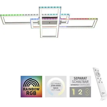 LEUCHTEN DIREKT is JUST LIGHT LED stropní svítidlo 101,5x71cm, stříbrná barva, RGB Rainbow, stmívatelné CCT RGB+2700-5000K