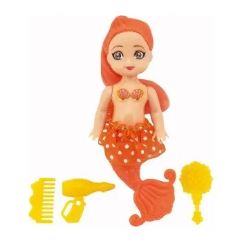 Panenka mořská panna kloubová s doplňky (12cm) - oranžová