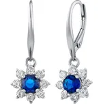 Stříbrné visací náušnice pomněnky tmavě modré