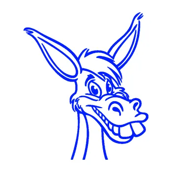 Samolepící dekorace SAMOLEPKA Osel 007 pravá rozesmátý (19 - modrá dynamic) NA AUTO, NÁLEPKA, FÓLIE, POLEP, TUNING, VLASTNÍ TEXT, TISK, AUTOSAMOLEPKY.cz, POLEPY, OBRÁZEK, LOGO, SAMOLEPKY