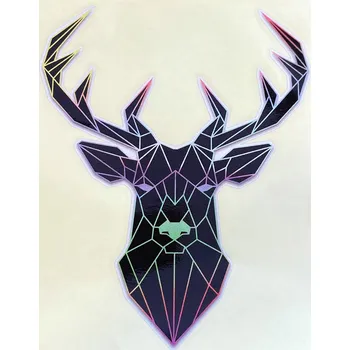 samolepka Holografická samolepka Jelen – 15 cm, duhový efekt, stylová dekorace (Skvělá volba pro výraznou výzdobu – větší rozměr, silný vizuální dojem, snadné nalepení.)