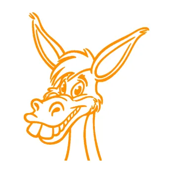 Samolepící dekorace SAMOLEPKA Osel 007 levá rozesmátý (06 - oranžová) NA AUTO, NÁLEPKA, FÓLIE, POLEP, TUNING, VLASTNÍ TEXT, TISK, AUTOSAMOLEPKY.cz, POLEPY, OBRÁZEK, LOGO, SAMOLEPKY