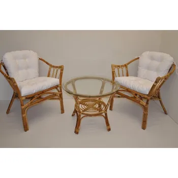 Sedací souprava Axin Trading s.r.o. Ratanová sedací souprava Subaliu - polstry bílý kepr