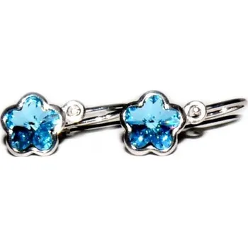 Náušnice Stříbrné dětské náušnice kytička Swarovski akvamarine - NK1297 (Stříbrné náušnice dětské kytičky)