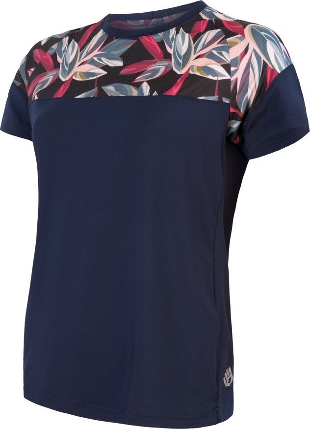 SENSOR HELIUM dámský dres volný kr.rukáv deep blue/leaves velikost S