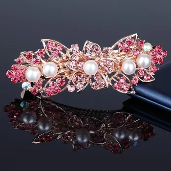 Souprava šperků B-TOP Luxusní vlasová spona s perlami a kamínky KVĚT - bílá/zlatá růžová Typ: Typ 3