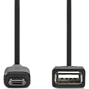 Elektrická zásuvka NEDIS USB Adaptér | USB 2.0 | USB Micro-B Zástrčka | USB-A Zásuvka | 480 Mbps | 0.20 m | Kulatý | Poniklované | PVC | Černá | Box