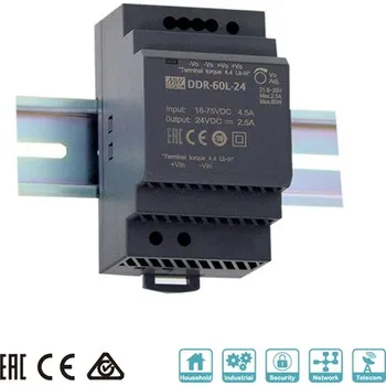 spínaný zdroj DDR-60G-12 Mean Well Měnič DC/DC na DIN lištu