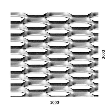 Pletivo KOVIAN, s.r.o. Tahokov Zn, kosočtvercové oko: 44x12mm, mostík: 5mm (1000x2000x1.5mm), orientace oka: rozměr oka 44mm je rovnoběžná s ro