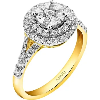 Prsten Prsten ze žlutého a bílého zlata s brilianty - 0,65 ct - ryzost 585 - 220.468