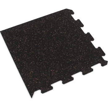 Venkovní dlažba Černo-červená gumová modulová puzzle dlažba (roh) FLOMA FitFlo SF1050 - 100 x 100 x 1 cm