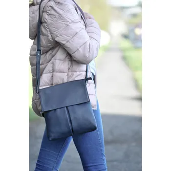 Kabelka Dámská kožená kabelka přes rameno LB-244 tmavě modrá, New bags leather