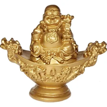 Soška Hotei smějící se buddha resin 10 cm na ingotu