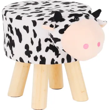 Taburet Tempo Kondela Taburet ve tvaru kravičky, látka Velvet bílá / černá / přírodní, MOLLY