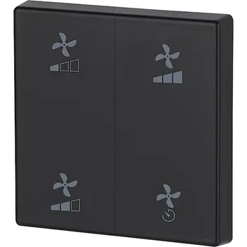 vypínač a zásuvka Kryt RF tlačítka 55x55mm s potiskem (Ventilace) Jet černá matná | CWIZ-02/a9