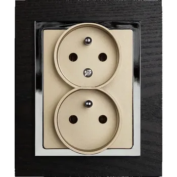 Stavebniny Timex Dvojzásuvka Opus Premium Plus dřevo wenge, chrom / šampaň