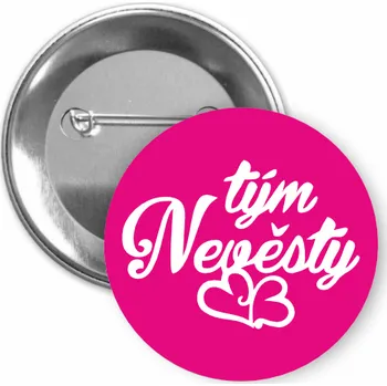 ON-DESIGN Placka s motivem Tým nevěsty Barva: purpurová, Barva potisku: bílá, Typ buttonu: špendlík