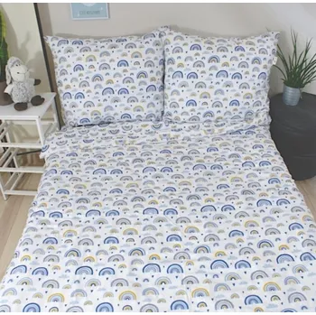 2-dílné bavlněné povlečení - Duha, modrá, Baby Nellys, Velikost povlečení 140x200/70x80cm