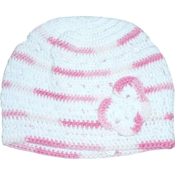 Čepice Dětská dívčí háčkovaná čepice Pavla bílá, vel. 42-44 cm