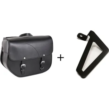 Zavazadlo na motocykl Kožená sedlová brašna CUSTOMACCES SANT LOUIS APS011N černý right, with metal base right side and right fitting kit