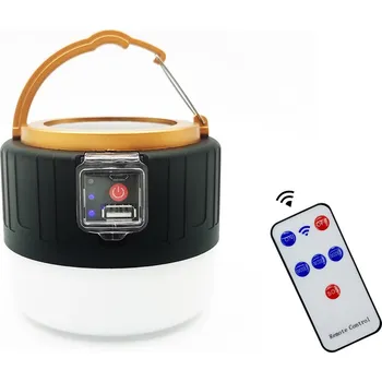 Stojací lampa Bezdoteku LED solární kempingové světlo s USB černé, iPRO, 3 W, neutrální bílá