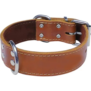 Obojek pro psa HUHUBAMBOO obojek mastná kůže 4 x 70 cm, koňak